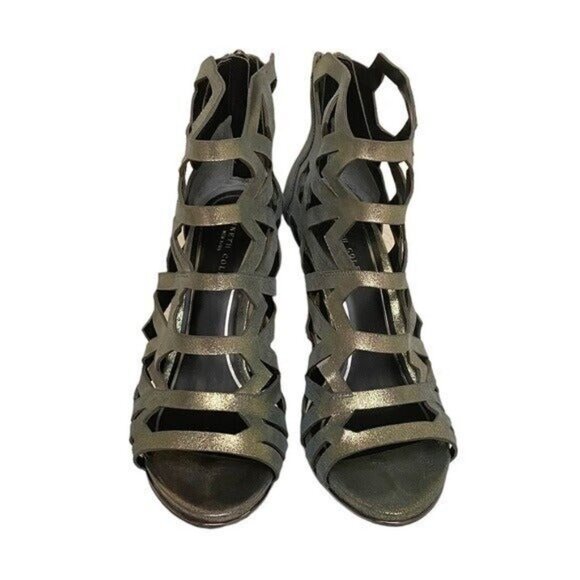 Kenneth Cole New York Leather Bayne Cage Heels in Metallic Gun Metal - Picture 2 of 6